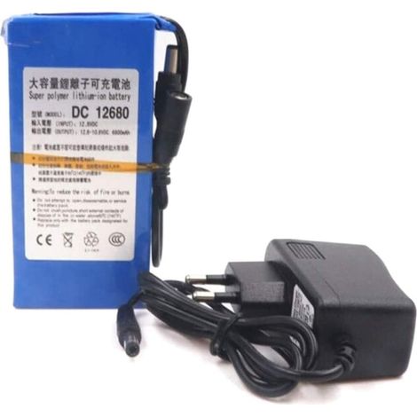 Rechargeable lithium battery for 12V battery adapter, super high capacity 6800mAh DC12680 (1/5)