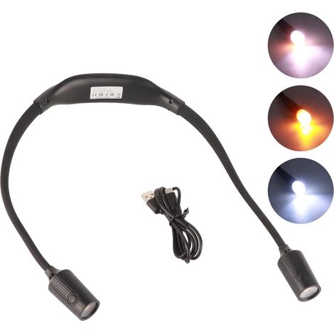 Lampe de lecture rechargeable pour le cou, livre LED réglable, (1/5)