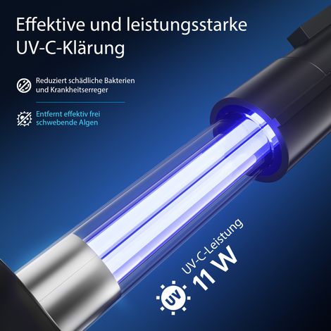 Wiltec CPF-180 Filtre de bassin à pression avec stérilisation UV - 380 x 380 x 400 mm - 11 W / étang 6000 l max. / réservoir 20 l - Nettoyage facile - Filtration eau à grand débit