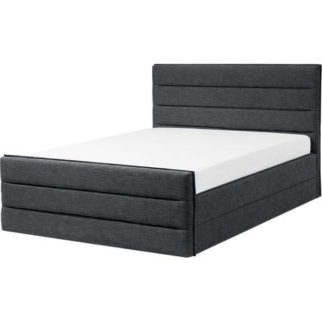 Cama tapizada gris oscuro 160 x 200 cm con cabecero y pie de cama Valbonne