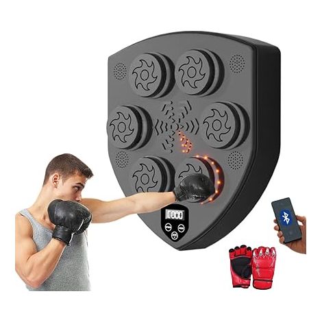 Machine de Boxe Musicale, Équipement D'entraînement de Boxe Mural en PU, Tapis de Boxe LED, Bluetooth, Lumières au Rythme de la Musique. (1/5)