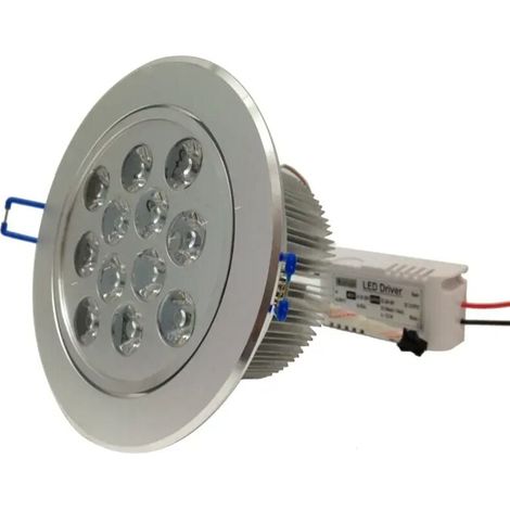 Vtizikl Faretto 12 Led 12w Ad Incasso Orientabile Spot Luce A Molla Con Alette Driver - -Bianco Freddo -