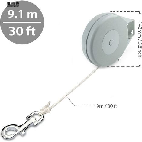 Corde à linge Rétractable, 12M Étendoir à linge Corde à Linge Rétractable Antidérapante Fil à Linge Corde à Linge Portable Camping Étendoirs Amovible (1/3)