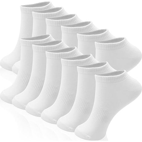 Lot de 6 paires de chaussettes blanches pour femmes et hommes, respirantes et absorbantes, idéales pour le sport en extérieur (pointures 36 à 42). (1/5)
