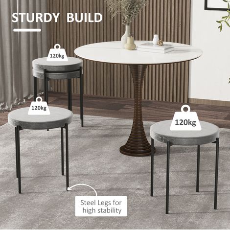 Set di 4 sgabelli da cucina impilabili in metallo grigio scuro, seduta imbottita effetto velluto, 41,5 x 41,5 x 46 cm (1/5)