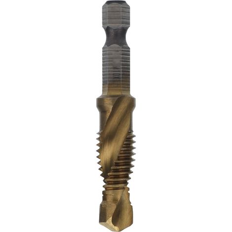 Mèche à tarauder M10, foret combiné à tarauder en titane, queue hexagonale, pour bois, revêtement métrique, lot de tarauds (1/5)