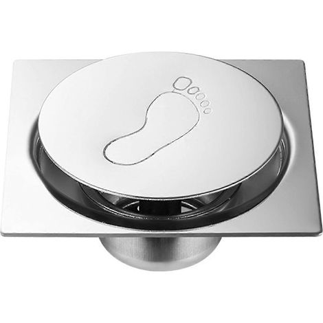 Grille de bonde de douche carrée en acier inoxydable, anti-odeurs et durable. (1/4)