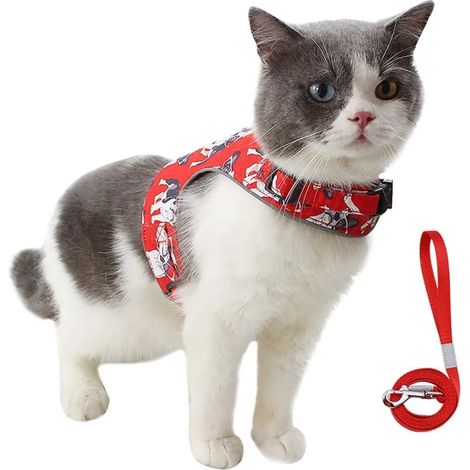 Katzengeschirr mit Leine Set , XS - ausbruchsicheres Geschirr für Katze - Brustgeschirr Weste mit reflektierende Streifen für kleine & mittele Katzen Hunde (1/5)