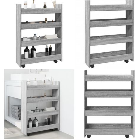 vidaXL Chariot de rangement étroit 4 niveaux sonoma gris (1/5)