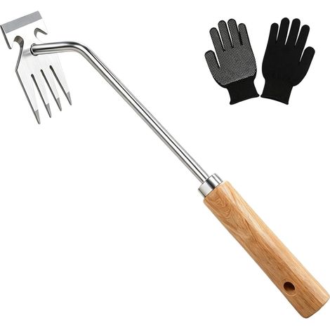 Stainless Steel Manual Weeder Weeding Gloves Included  Waterproof and rustproof, weed remover, garden tool for weeding and digging, ideal for beds, lawns (1/5)