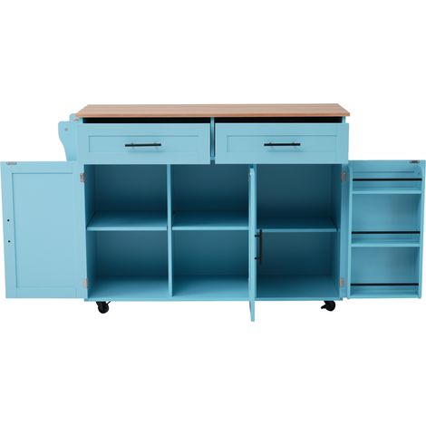 Mobile Kücheninsel mit Stauraum, MDF hellblau, 129 x 46 x 91,5 cm, MODENUIT (1/5)