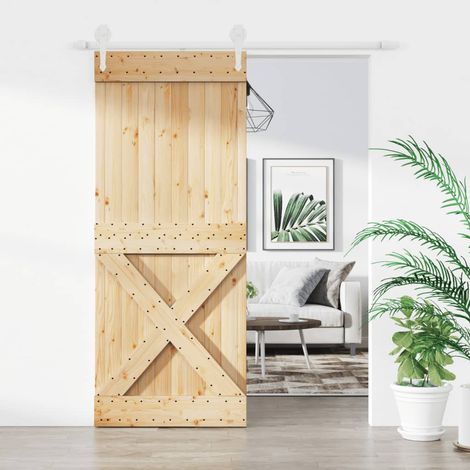 Puerta corredera con herrajes madera maciza de pino 85x210 cm vidaXL (1/5)