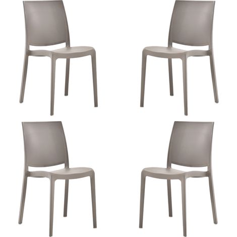 Sedia da giardino o cucina in polipropilene impilabile - Set 4 FEBE Tortora (1/5)