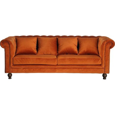 Velvet Sofa 3-Sitzer rostorange. (1/2)