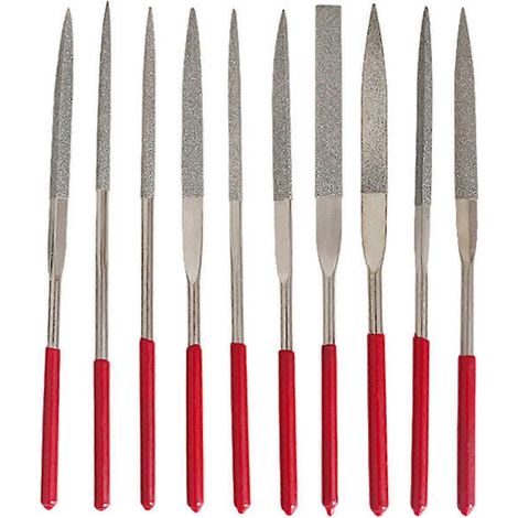 Lot de 10 petites limes diamantées en acier pour bijoutiers, pour une précision optimale. (1/4)