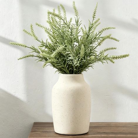 Vase en céramique rustique de ferme, vase terracotta bohème de 17,8 cm pour décoration de la maison, salon, table, étagère, décoration de cheminée, blanc de ferme (1/5)