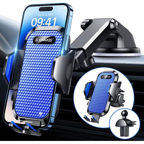 Support Telephone Voiture Ventouse Porte Telephone Voiture Clips Stable pour Grille Aération Tableau de Bord Pare-Brise Compatible avec 15 Etc (1/5)