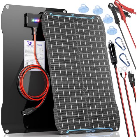Chargeur de batterie solaire portable, étanche, 30 W, 12 V, ETFE, maintenance voiture, bateau, camping-car, moto (1/5)