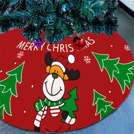 Jupe Pour Arbre De Noël - Fausse Fourrure - Diamètre 70 Cm - Rouge - Pour Décoration Intérieure Et Extérieure - 1 Pièce (1/5)