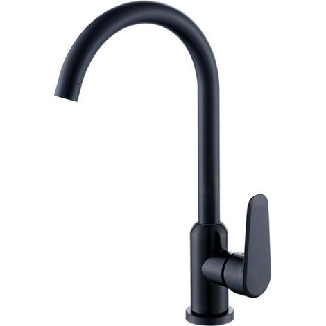 Robinet de cuisine bec haut peinture noire mitigeur d'évier pivotant à 360 ° robinet d'évier de cuisine chaud et froid (1/3)