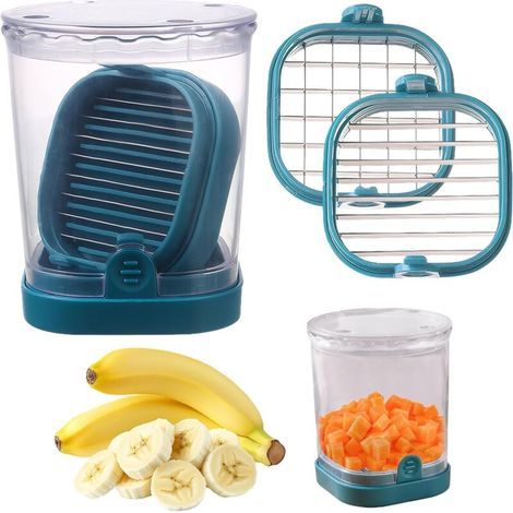 pair Coupe-fraises pour fruits et légumes, coupe-fraises créatif pour bananes, concombres et champignons, avec base de rechange.