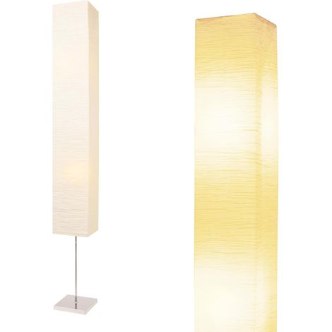 Lampadaires en papier de 59'', Lampadaire avec abat-jour en papier blanc et base chromée,interrupteur à pied marche/arrêt- Lampadaires en papiers pour le salon et la chambre à coucher(1-PK) (1/5)