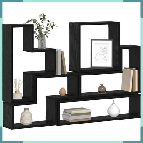 879641 Cube mural Autre Chêne noir 96 x 12 x 64 cm Bois d'ingénierie (1/5)