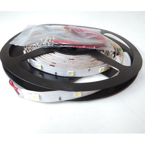 Ruban bandeau LED 7.2W/m froid 6000K 510lm/m longueur 5m souple SMD5050 alim 12V DC (non incl) 30leds/m interieur IP20