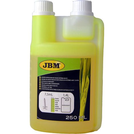 JBM – Liquide de détection de fuite pour système de climatisation 250 ml – Traceur fluorescent UV – Compatible tous gaz réfrigérants – Application 7,5 ml/L