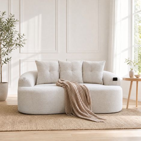 CHICFURN Divano 2 posti 164x92x60 cm in ciniglia giallo senape, senza montaggio, 3 cuscini (1/5)