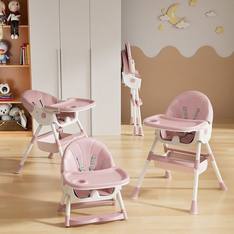 Chaise haute pour bébé enfant 4 en 1 réglable avec harnais 5 points, de la naissance à 6 ans (1/5)