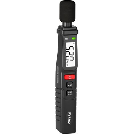 Dezibelmesser, tragbares Schallpegelmessgerät, digitales Dezibelmessgerät 30-130 dB mit A-Bewertung, Schnell-/Langsam-Modus, Maximalwertspeicherung, ultraleichtes Clip-On-Dezibelmessgerät für Zuhause,
