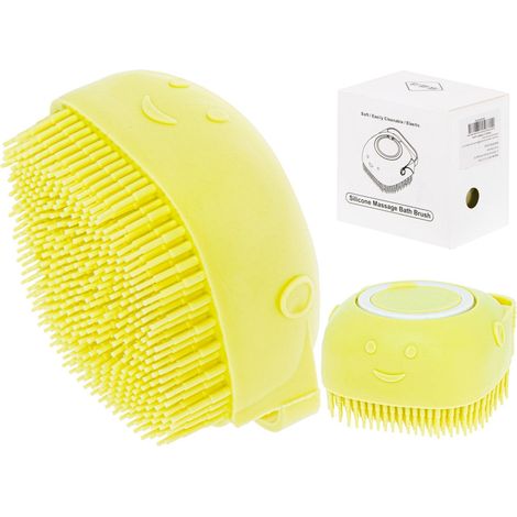Cepillo de silicona para lavar perros gatos amarillo