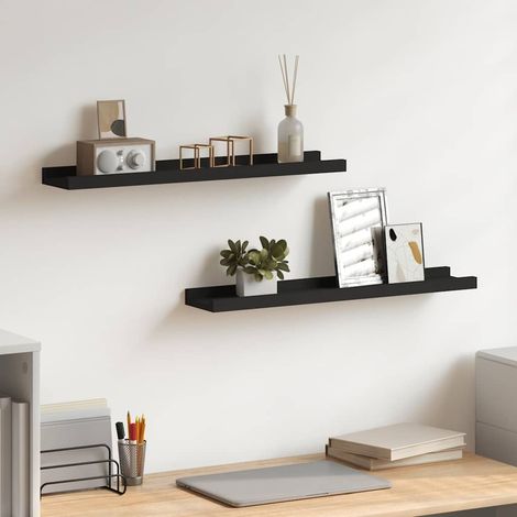 Frame Ledge Shelf  Set of 2  Black  MDF  60 cm  Storage  Wall Shelf vidaXL (1/5)