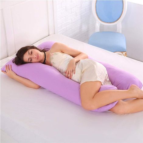 Cuscino per la gravidanza a forma di U, comodo cuscino per la gravidanza con fodera in velluto sfoderabile e lavabile (viola, 1,8 kg) (1/5)