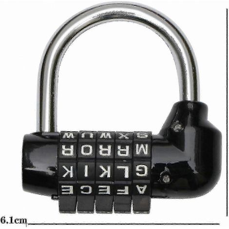 Cadenas de sécurité pour ordinateur portable - Cadenas à combinaison à 5 lettres avec code alphabétique anglais (1/3)