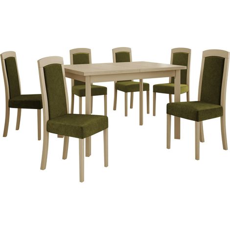 Conjunto de mesas y sillas para comedor Victorville 351, Roble Sonoma, 78x80x120cm, Diámetro: 0, Número de asientos: 6, Estilo: Contemporary