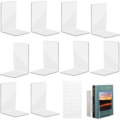 Serre Livre en Acrylique avec Autocollants Antidérapants,10pcs,10x10x13cm (1/5)