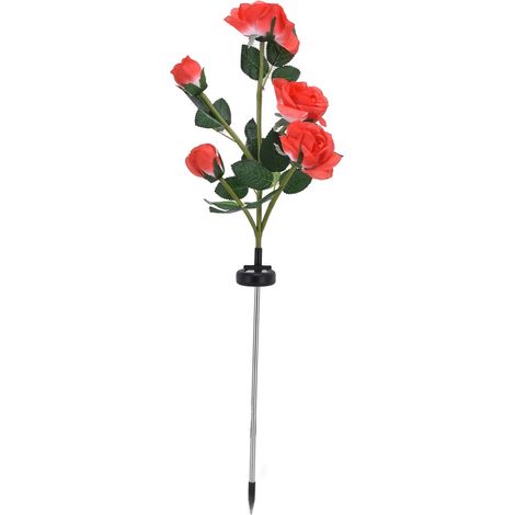Guirlande lumineuse solaire en forme de fleur, rouge, étanche, avec contrôle intelligent de la lumière, alimentée par panneau solaire, idéale pour la décoration de jardin. (1/5)