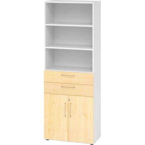 bümö smart Kombischrank - mit Schubladen Weiß/Ahorn (1/5)