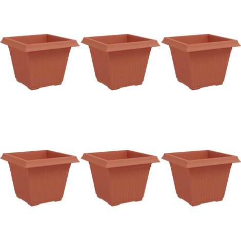 Maison Exclusive - Quadratischer Blumentopf 6 pcs Ziegelrot 43 x
