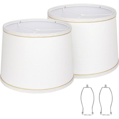 Lot de 2 abat-jours pour lampes de table, lampadaires, abat-jours en tissu blanc de 11,6 pouces de haut x 32,6 cm de bas x 9,8 pouces de haut, abat-jour de tambour (1/5)