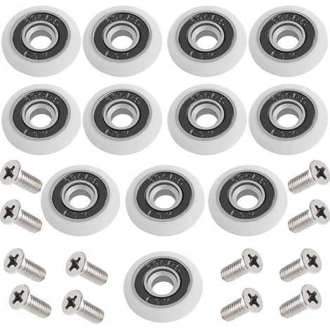 Shower Door Roller 12pcs Shower Door Roller 23mm Shower Sliding Door Roller Shower Door Wheel Sliding Door Roller with Screws for Shower Sliding Door (1/4)