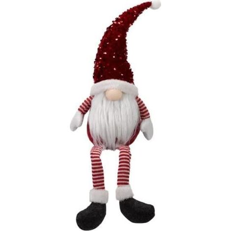 Marco Paul Christmas Glam Gonk Sparkle Furry Fabric Soft Touch Plush Festive Indoor Ornament Novelty Xmas Home Decoration Winter Santa Figure Home D�cor (RED � Seated) (1/3)