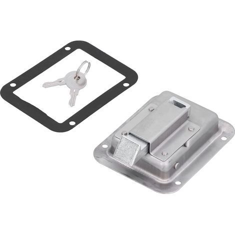 Loquet de porte, loquet de porte à palette en acier inoxydable 304, montage encastré avec 2 clés pour RV remorque feu pour loquet de porte, loquet de boîte à outils, loquet de porte à pagaie, poignée (1/5)