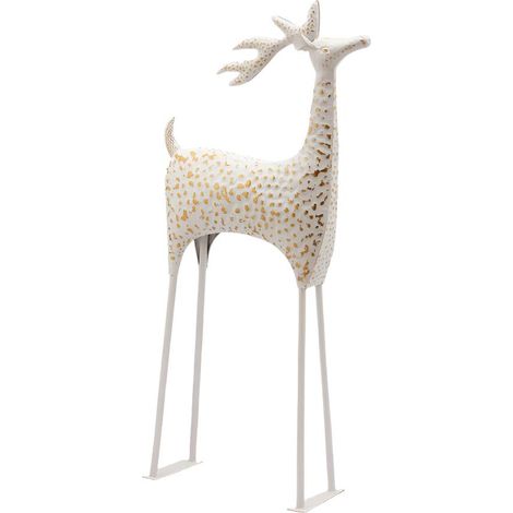Decorazione renna bianco oro in metallo per il natale -Grande (1/2)