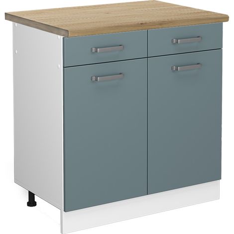 Mobiletto base per cucina R-Line, Grigio-blu, 80 cm , PL Rovere, Vicco