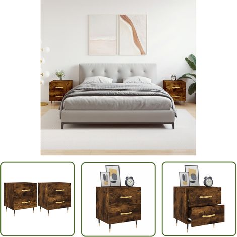 Maison Exclusive Nachttische 2 Stk. Räuchereiche 40x35x47,5 cm (1/5)