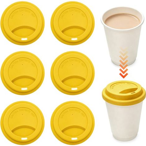 Silikon Trinkdeckel Auslaufsichere Becherdeckel Wiederverwendbare Kaffeebecherdeckel Becherdeckel 6er Pack Himmelblau (1/5)