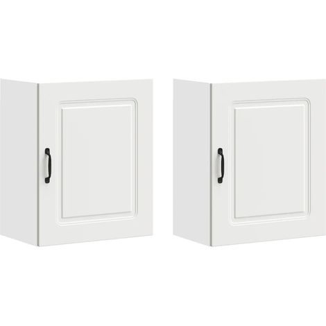 Set di 2 pensili da cucina bianchi in legno multistrato pratico spazio portaoggetti 50 x 31 x 60 cm in legno bianco 020049981